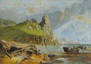 CURTIS Ralph Wormsley 1854-1922,Fisherfolk on the beach,1889,Burstow and Hewett GB 2013-05-01