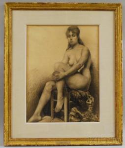 CURTIS Ralph Wormsley 1854-1922,Nude - Knee in Hand,Skinner US 2012-11-14
