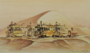 CURTIS Robert Emerson 1898-1996,End of the Trams,1933,Theodore Bruce AU 2023-11-27