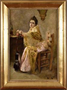 CUSI Y FERRET Manuel 1859-1922,Femme assise à la guitare,Osenat FR 2020-11-24