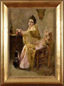 CUSI Y FERRET Manuel 1859-1922,Femme assise à la guitare,Osenat FR 2021-01-30
