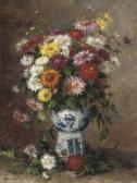 CUSSENEERS A 1800-1900,Chrysanthemums in a blue and white vase,Christie's GB 2011-07-08