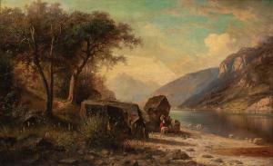 CUSTER Edward L 1837-1881,Young Shepherdess by a River in a Mountainous Land,1868,Skinner 2021-12-03