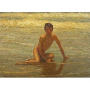 CUTHBERTSON William A 1882-1966,Young boy on the beach,Eastbourne GB 2019-07-11