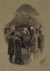 CUTLER Cecil E.L 1886-1934,A carriage and figures in Hyde Park,1899,Rosebery's GB 2022-03-22