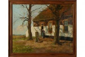 CUTTER Christiana 1893-1969,Farm with farmer and water pump,1920,Twents Veilinghuis NL 2015-04-10