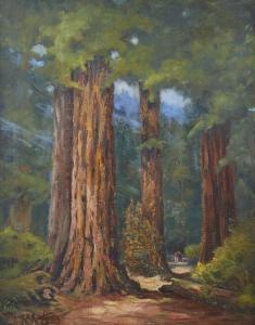 CUTTING Francis Harvey,Redwood forest interior with figures,1953,John Moran Auctioneers 2018-12-12