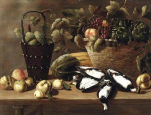 CUVENES Johannes I,Apples, pears, a melon, a bucket with gherkins and,1645,Christie's 2012-11-14