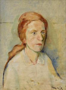 CYPRIAN Majernik 1909-1945,Portrét rusovlasej ženy,1929,Soga SK 2016-04-26