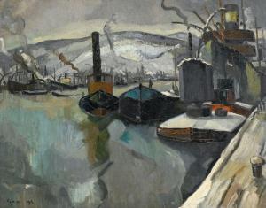 CYR Georges Albert 1880-1964,Le port de Rouen sous la neige,1926,Marambat-Camper FR 2023-04-19