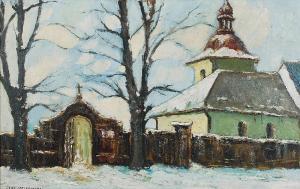 CZAJKOWSKI Józef 1872-1947,Motyw zimowy z kościołem.,Rempex PL 2019-02-13