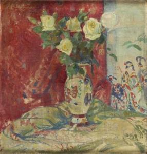 CZECHOWSKI Leon 1888-1938,Białe róże w wazonie,1911,Desa Unicum PL 2016-07-14