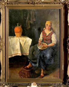 Czene Janos 1904-1984,Girl Peeling Potatoes,1940,Ro Gallery US 2023-09-08