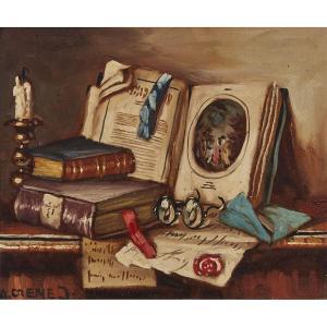 Czene Janos 1904-1984,STILL-LIFE WITH SNUFFED CANDLE, BOOKS, LETTER, AND,Waddington's CA 2017-02-25