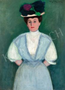 CZIGANY Dezso 1883-1938,Lady in a Hat with Violets,1907,Kieselbach HU 2023-12-17