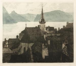 CZOERNIG GOBANZ Herta 1886-1970,View of Gmünden,Palais Dorotheum AT 2014-09-20