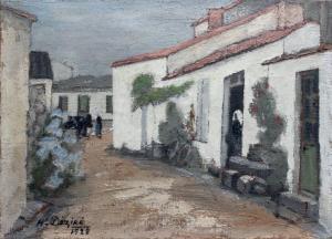 DÉZIRÉ Henri 1878-1965,Vieille rue avec personnages,1928,Lombrail - Teucquam FR 2014-05-27