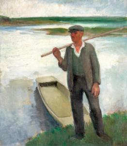 DÖBRÖCZÖNI Kálmán 1899-1965,Fisherman on the riverside,Nagyhazi galeria HU 2021-02-23