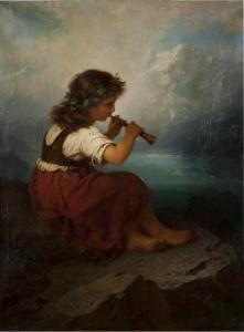 DÜRCK Friedrich 1809-1884,A little shepherdess in the Alps,1875,Bonhams GB 2014-05-07