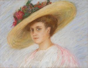 d'ACHIARDI Pietro 1879-1940,Il cappello con le rose,1910,Finarte IT 2023-12-19