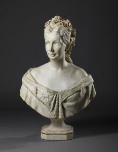 D AFFRY Adele 1836-1879,Busto di gentildonna con ghirlanda di fiori,1867,Capitolium Art Casa d'Aste 2023-12-13