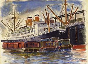 D'AGOSTINO Vincent 1898,Ship en Route,1931,Swann Galleries US 2002-05-23