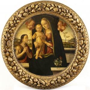 D'ANTONIO Biagio 1446-1516,Madonna in trono col Bambino, San Giovannino e ,1481,Bertolami Fine Arts 2023-04-27
