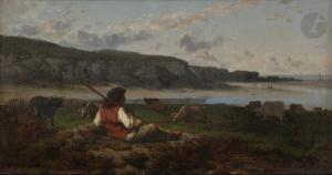 d'ARGENT Yan 1824-1899,Paysage en bord de mer,Ader FR 2021-01-27