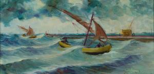 D'ARLIANO ANTONIO 1899-1992,Barche con mare in tempesta,Fabiani Arte IT 2023-01-28