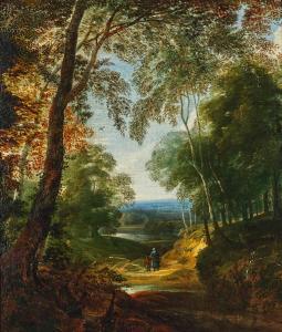 D'ARTHOIS Jacques 1613-1686,Forest landscape with wanderers,Palais Dorotheum AT 2023-12-15