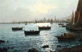 D'AURIA Vincenzo 1872-1939,Barche di pescatori con città sullo sfondo,Cambi IT 2020-03-31