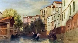 d'EGVILLE James T. Herve,Working gondola in a side canal, Venice,1873,Canterbury Auction 2018-10-02