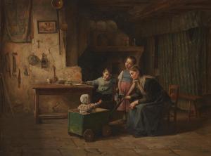 D'ENTRAIGUES Charles Bertrand 1850-1929,Family in an interior,1885,John Moran Auctioneers 2022-04-12