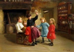 D ENTRAYGUES CHARLES BERTRAND 1815-1914,Children Playing in an Interior,Serrell Philip GB 2020-07-09