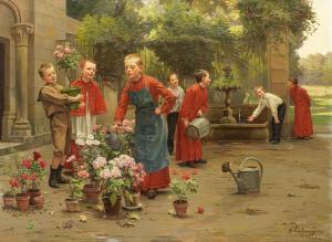 D ENTRAYGUES CHARLES BERTRAND 1815-1914,The young gardeners,Bonhams GB 2022-07-06