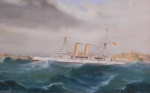 D'ESPOSITO E,A sail and steam ship leaving Valetta,1899,Rosebery's GB 2012-12-18