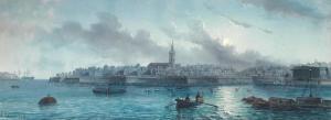 D'ESPOSITO 1800-1900,The Grand Harbour, Valletta, Malta under moonlight,1901,Bonhams GB 2020-02-26