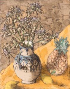 d'ORCINO Toussaint Ambrogiani 1913-1986,Nature morte à l'ananas et au bouquet de cha,Damien Leclere 2017-05-12
