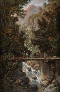 D OYLY Charles Walters 1822-1900,Figures crossing a bridge in the Himalayas,Bonhams GB 2021-09-14