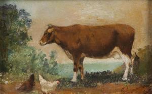 DA ANUNCIACAO Tomas Jose 1818-1879,A landscape with cow and chicken,Veritas Leiloes PT 2020-12-09