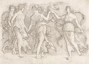 da BRESCIA Giovanni Antonio 1460-1520,Four Women Dancing,1497,Swann Galleries US 2022-11-03