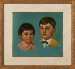 DA CUNHA Albino Moreira 1897-1970,Retrato de duas crianças,1957,Veritas Leiloes PT 2023-01-24