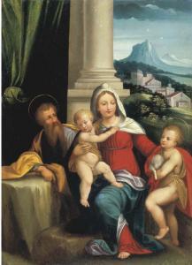 da GAROFALO Benvenuto Tisi,Sacra Famiglia e San Giovannino con paesaggio sull,Christie's 2005-06-15