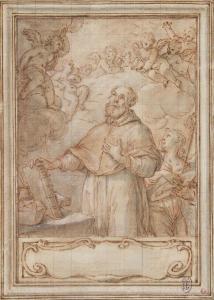 da RICCIOLINI Michelangelo Todi 1654-1715,Saint François de Sales en prière,Ader FR 2014-11-14