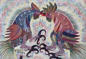 DA SILVA Francisco 1910-1985,Rooster fight,1973,Matsa IL 2016-12-14