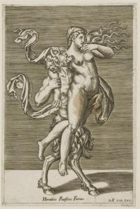 DA TRENTO Antonio Fantuzzi 1508-1560,A faun carrying a nymph,Galerie Koller CH 2012-09-17