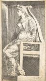 DA TRENTO Antonio Fantuzzi 1508-1560,Femme assise sur un fauteuil,1545,Piasa FR 2013-11-13