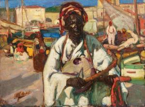 DABAT Alfred 1869-1935,Musicien sur le port,Artprecium FR 2020-05-06