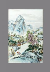 DACANG Wang 1899-1953,Figures in a mountainous landscape,1912,Mossgreen AU 2015-11-16