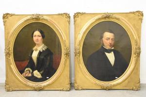 DAEL Auguste 1826-1894,paire de portraits,1854,Rops BE 2021-02-07